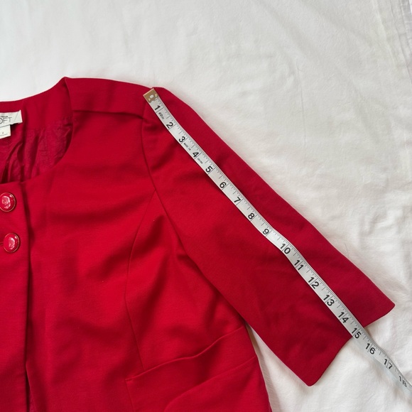 Ann Taylor LOFT Red Crop Blazer Suit Jacket Business Buttons - Picture 6 of 6
